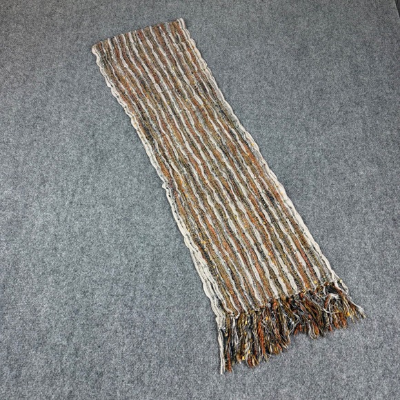 Collection XVIII Accessories - Collection XVIII Multi Color Striped Knit Scarf Metallic Silver Sequin Fringe